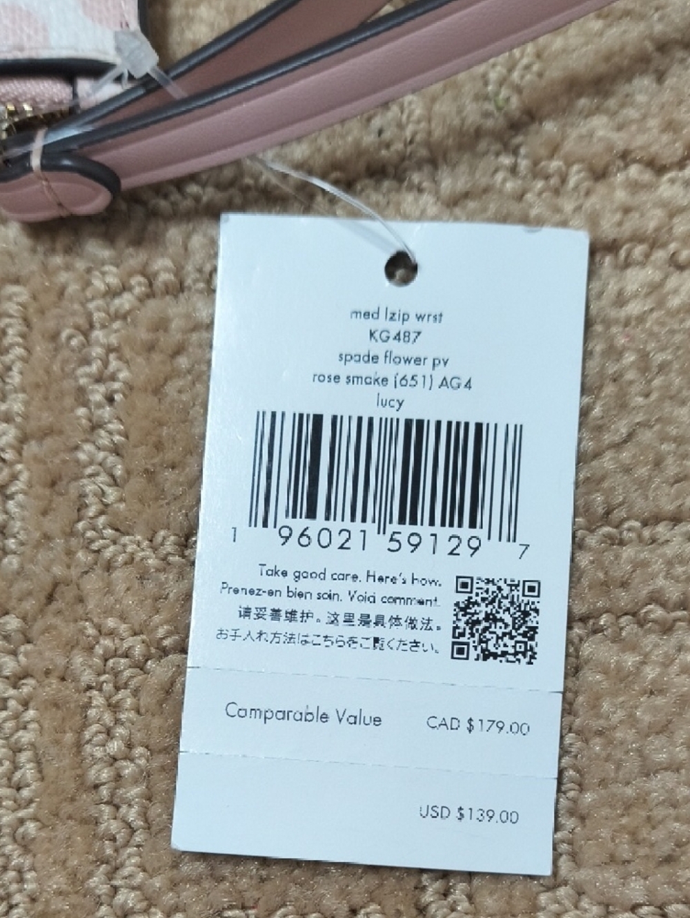 kate spade Pink Floral Zip Wristlet with Gold Logo - Picture 4 of 6